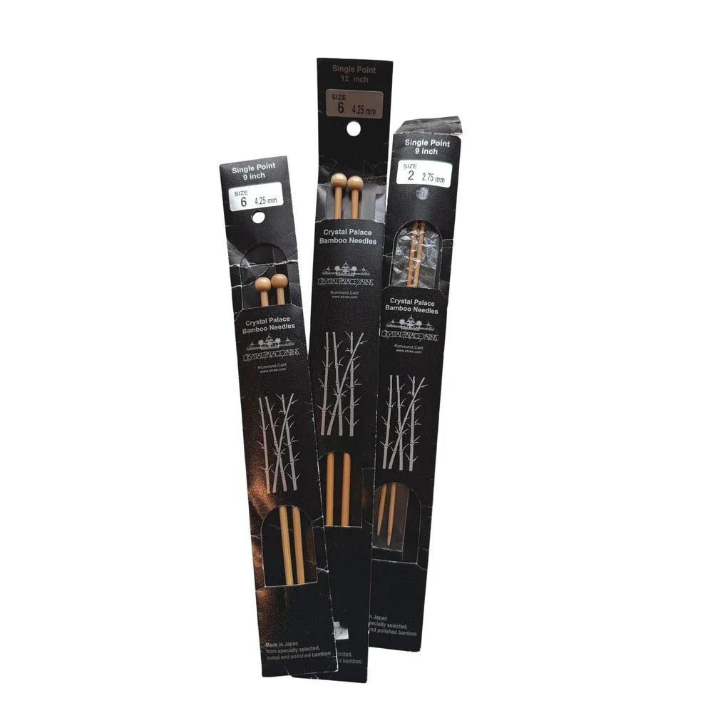 Crystal Palace Bamboo Single Point Knitting Needles Lot 3 Pairs Natural Wood